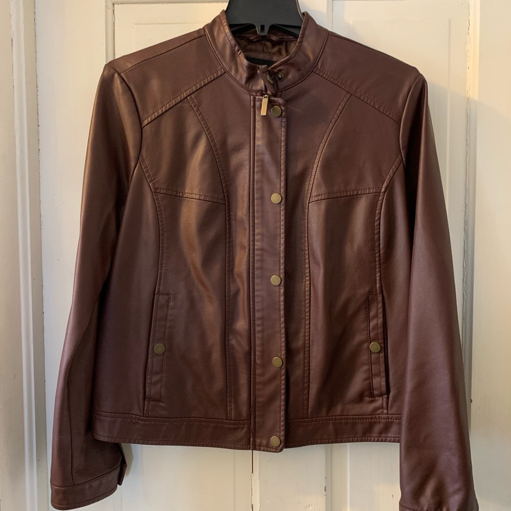 Women's Brown Faux Leather Jacket